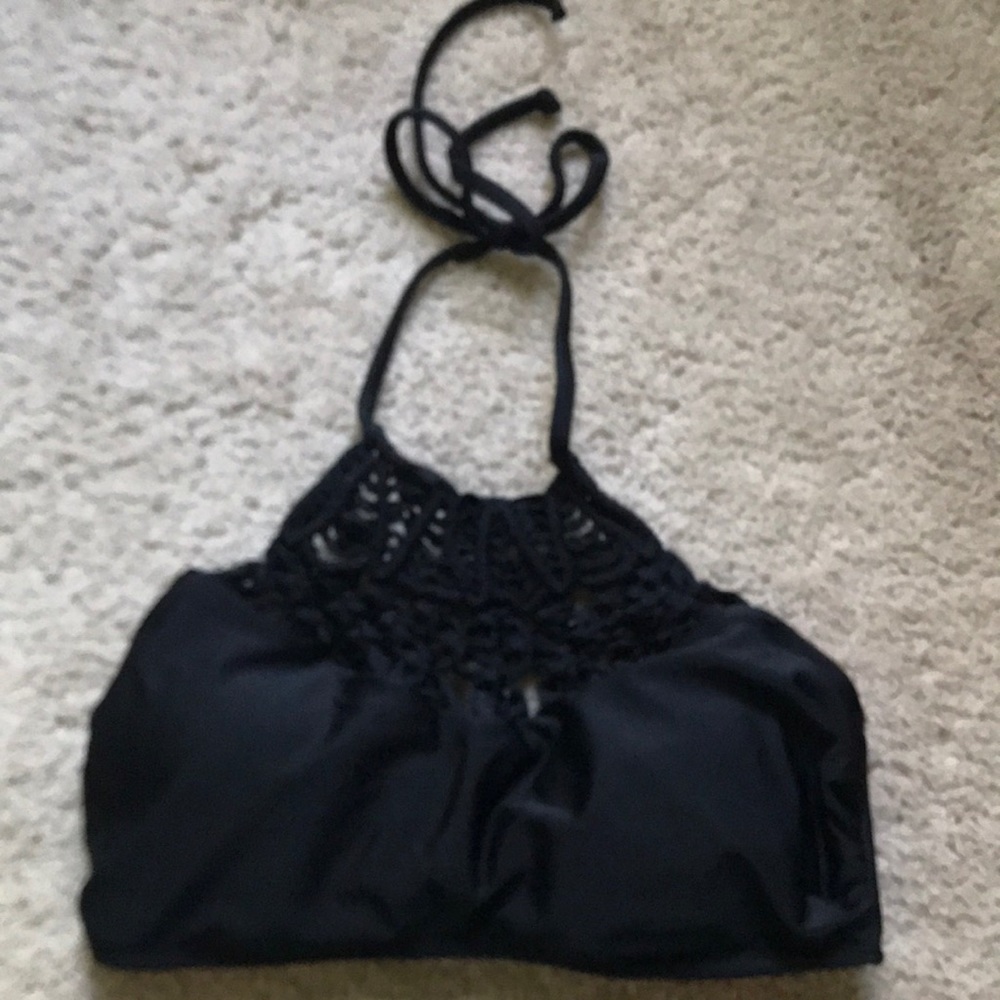 Black halter bikini top
